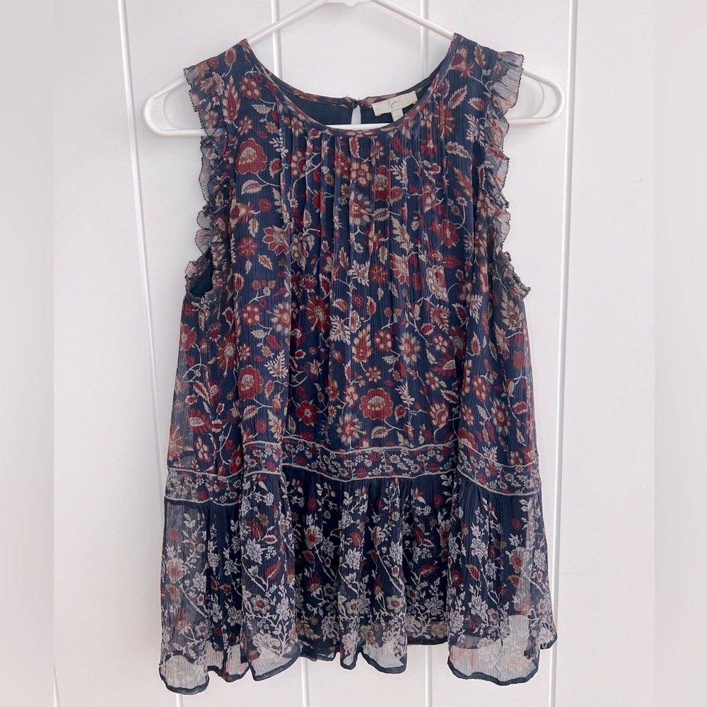 Joie Navy Floral sleeveless top